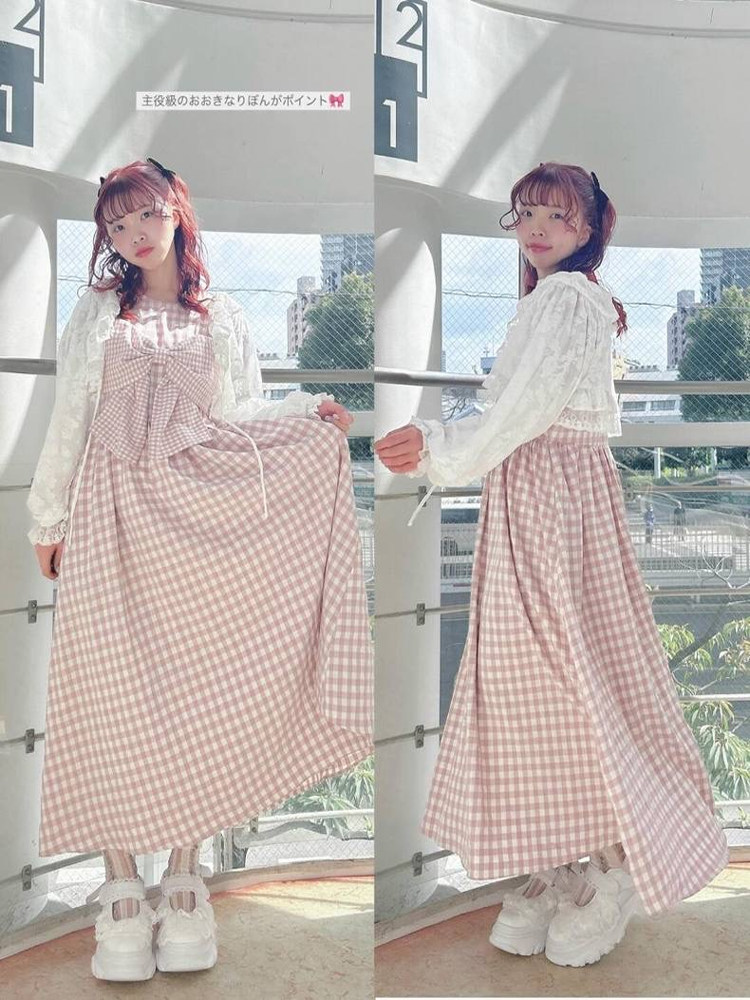 Sweet  Knot Plaid Dress New Ar - đánh giá và giá Anime Merchandise In Japanese